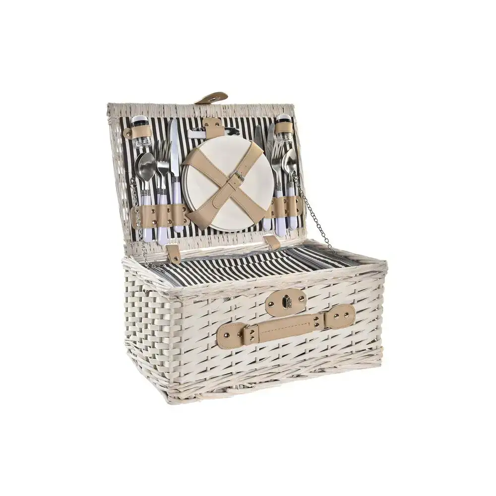 Panier dkd home decor osier pique nique ceramique beige polyester acier inoxydable blanc 40 x 28 x 20 cm _4428. Bienvenue chez DIAYTAR SENEGAL - Où Chaque Objet a son Histoire. Découvrez notre sélection méticuleuse et choisissez des articles qui racontent l'âme du Sénégal.