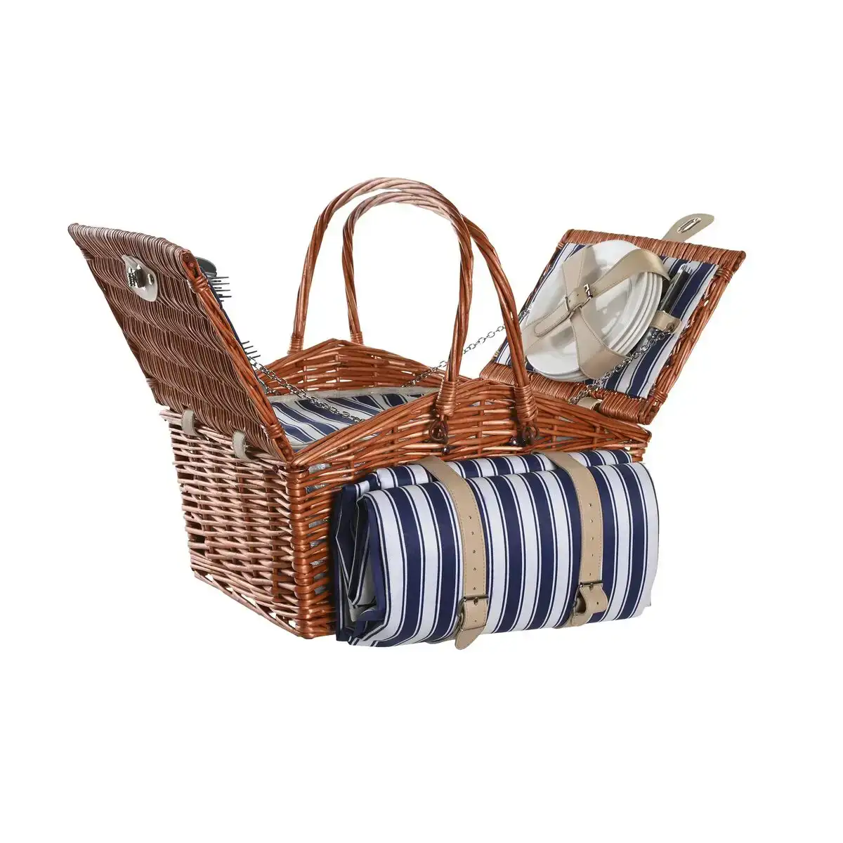 Panier dkd home decor pique nique marron blue marine osier 42 x 30 x 20 cm _4037. DIAYTAR SENEGAL - Votre Compagnon Shopping, Votre Style Unique. Explorez notre boutique en ligne pour dénicher des trésors qui expriment qui vous êtes, de la mode à la maison.