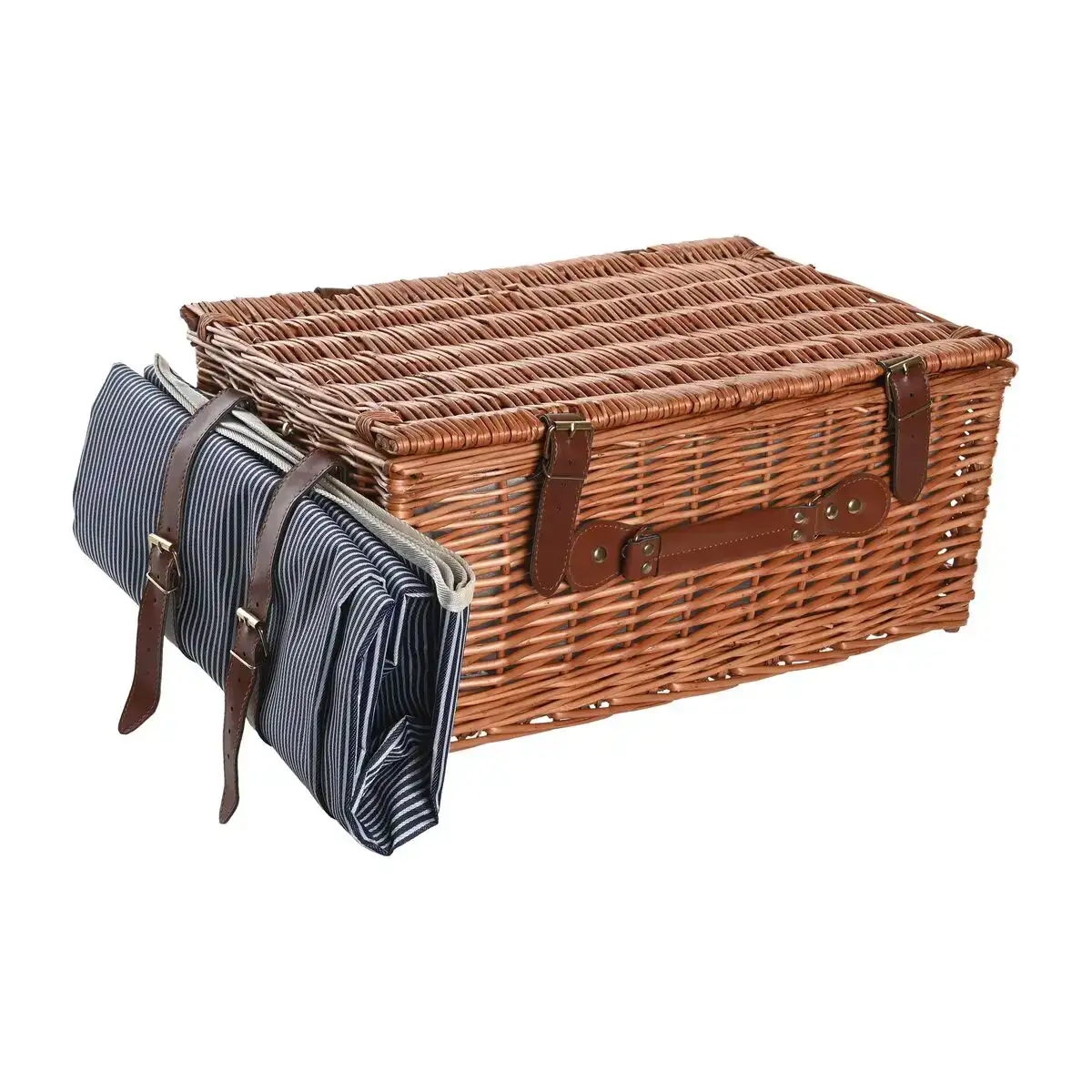 Panier dkd home decor pique nique marron blue marine osier 46 x 30 x 20 cm _8785. DIAYTAR SENEGAL - Là où le Shopping devient une Fête des Sens. Plongez dans notre univers et choisissez des produits qui éveillent votre goût pour l'esthétique et l'authenticité.