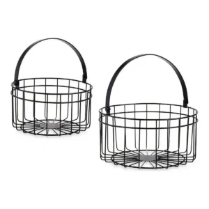 Panier ronde noir metal 2 pcs _7359. DIAYTAR SENEGAL - L'Art de Vivre l'Élégance Accessible. Parcourez notre gamme variée et choisissez des produits qui ajoutent une touche de sophistication à votre style.