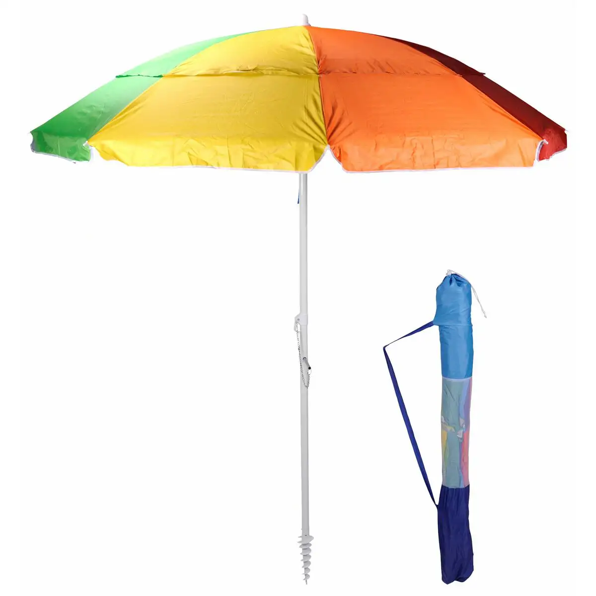 Parasol plage articule multicouleur o 220 cm_3566. DIAYTAR SENEGAL - Où Chaque Produit a son Histoire. Découvrez notre gamme de produits, chacun portant en lui le récit de l'artisanat et de la passion, pour vous offrir une expérience de shopping authentique.