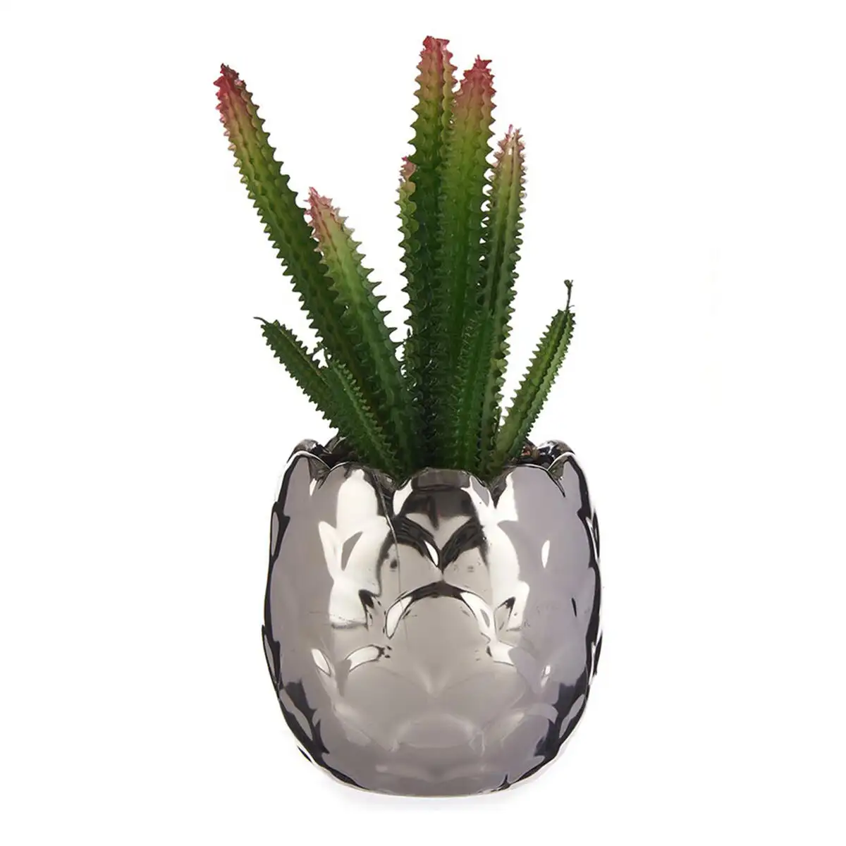 Plante decorative argente cactus ceramique plastique 8 x 20 x 8 cm _1760. DIAYTAR SENEGAL - Où le Shopping Devient une Aventure Culturelle. Plongez dans notre univers de produits qui célèbrent l'héritage et l'artisanat du Sénégal.