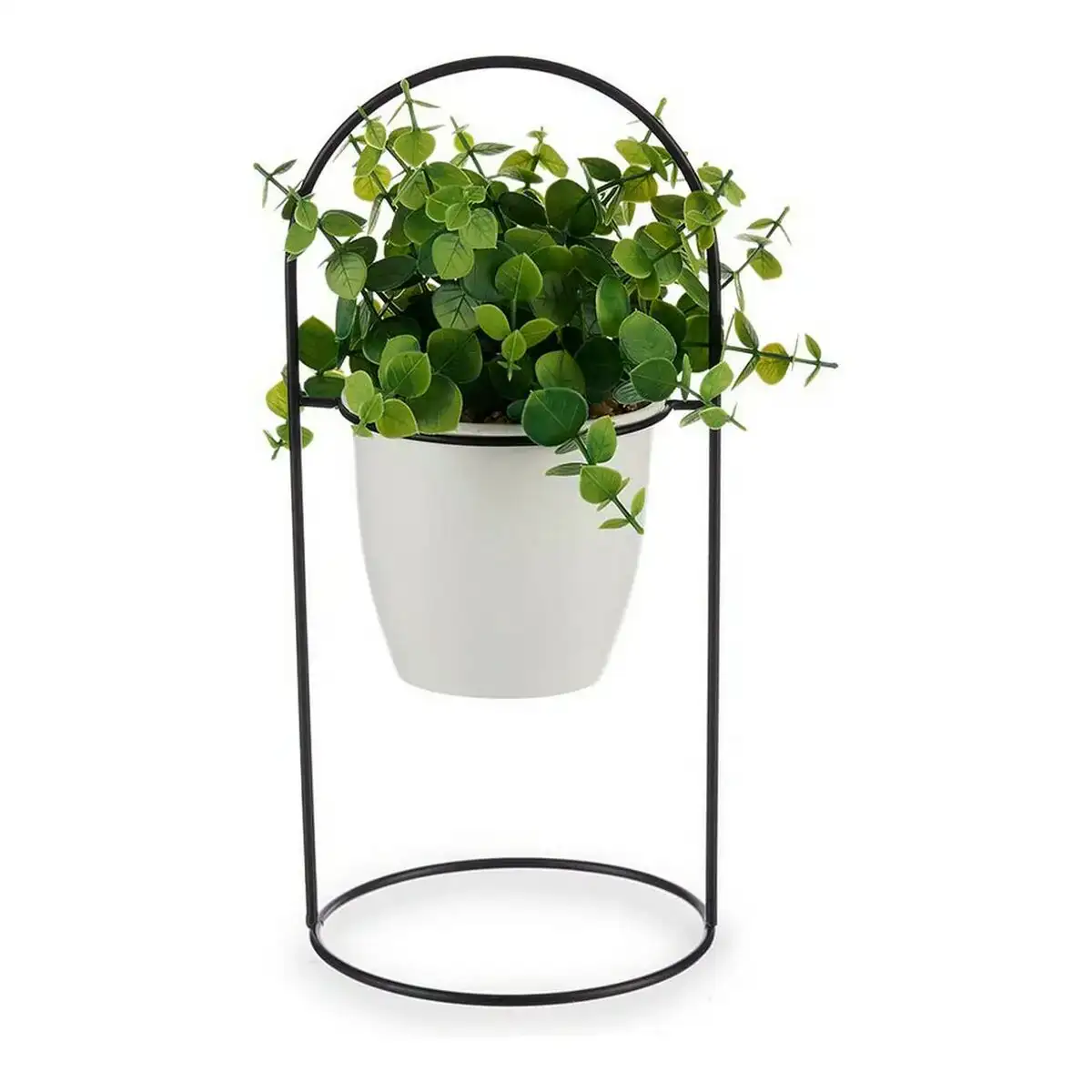 Plante decorative blanc avec support noir metal vert plastique 21 x 30 x 21 cm_8485. Plongez dans l'Univers de DIAYTAR SENEGAL - Où la Qualité et la Diversité se rencontrent. Parcourez nos rayons virtuels pour trouver des produits répondant à tous les besoins, du confort de votre foyer.
