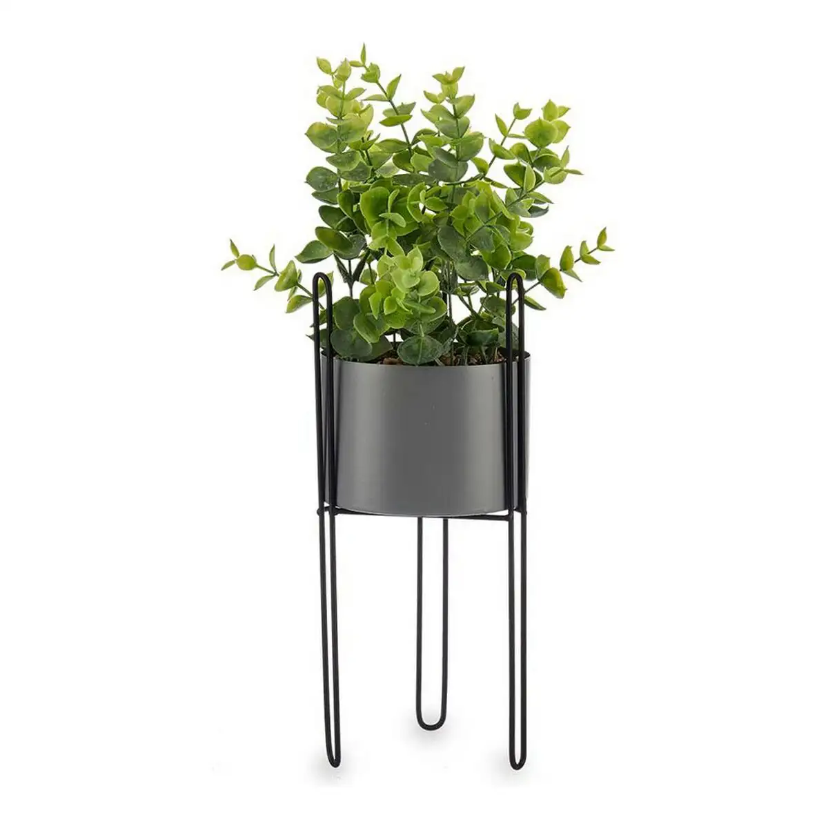 Plante decorative gris eucalyptus avec support metal plastique 13 x 40 x 13 cm _2315. DIAYTAR SENEGAL - Là où Chaque Produit Évoque une Émotion. Parcourez notre catalogue et choisissez des articles qui vous touchent et qui enrichissent votre expérience.