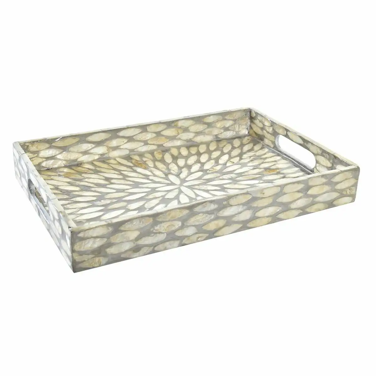 Plateau aperitif dkd home decor mosaique gris nacre noire 30 x 20 x 4 cm boho_8981. Bienvenue chez DIAYTAR SENEGAL - Où le Shopping Devient une Aventure. Découvrez notre collection diversifiée et explorez des produits qui reflètent la diversité du Sénégal.