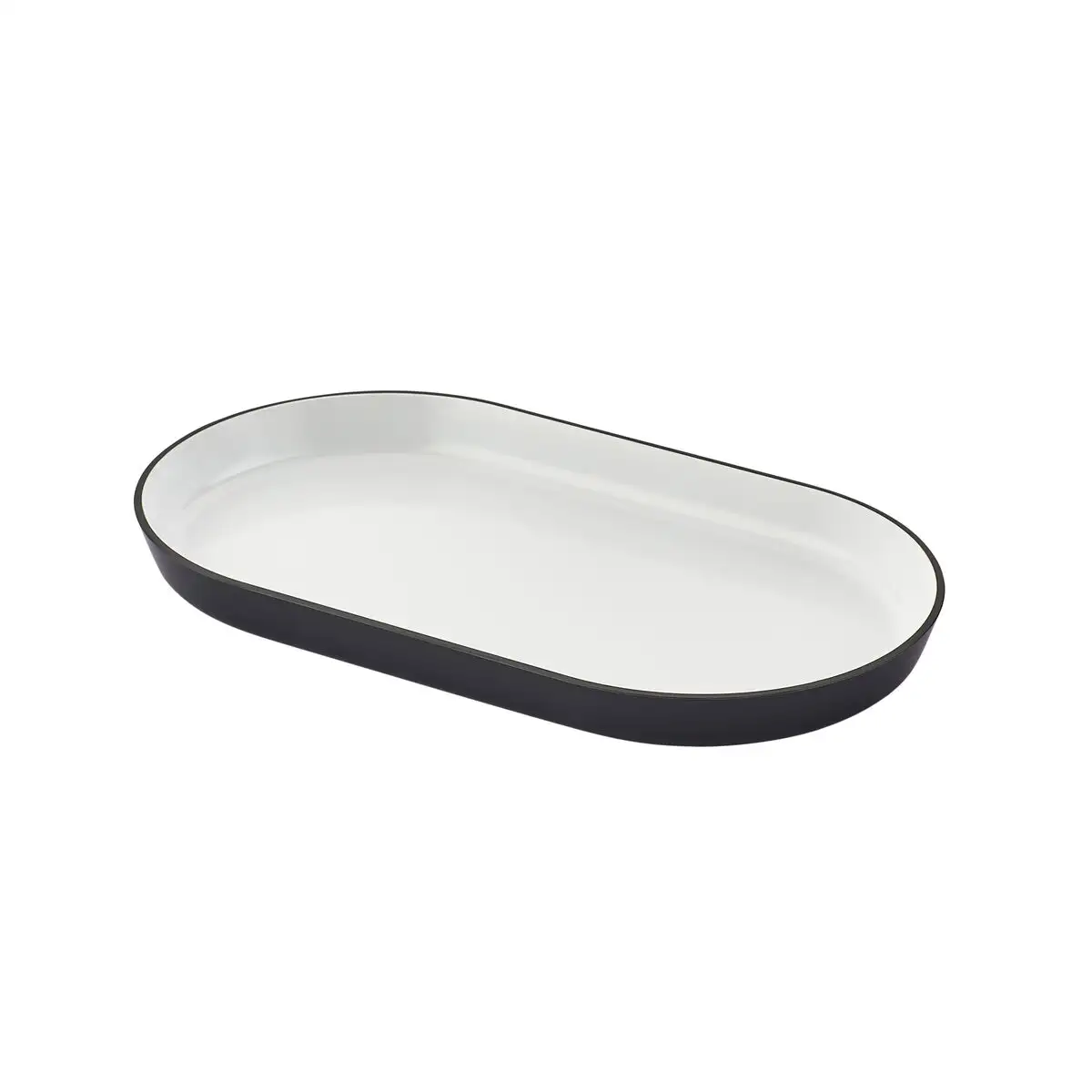 Plateau blanc noir melamine ovale 28 x 16 x 2 5 cm _3124. DIAYTAR SENEGAL - Où Choisir est un Acte d'Amour pour le Sénégal. Explorez notre boutique en ligne et choisissez des articles qui célèbrent la culture et l'artisanat du pays.