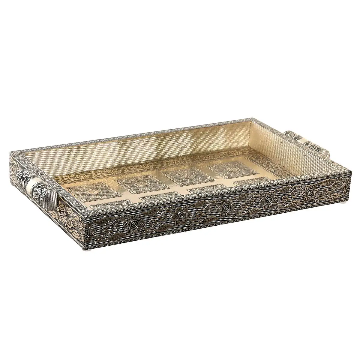 Plateau dkd home decor champagne metal bois 36 x 22 x 4 cm indien_5010. Bienvenue sur DIAYTAR SENEGAL - Votre Galerie Shopping Personnalisée. Découvrez un monde de produits diversifiés qui expriment votre style unique et votre passion pour la qualité.