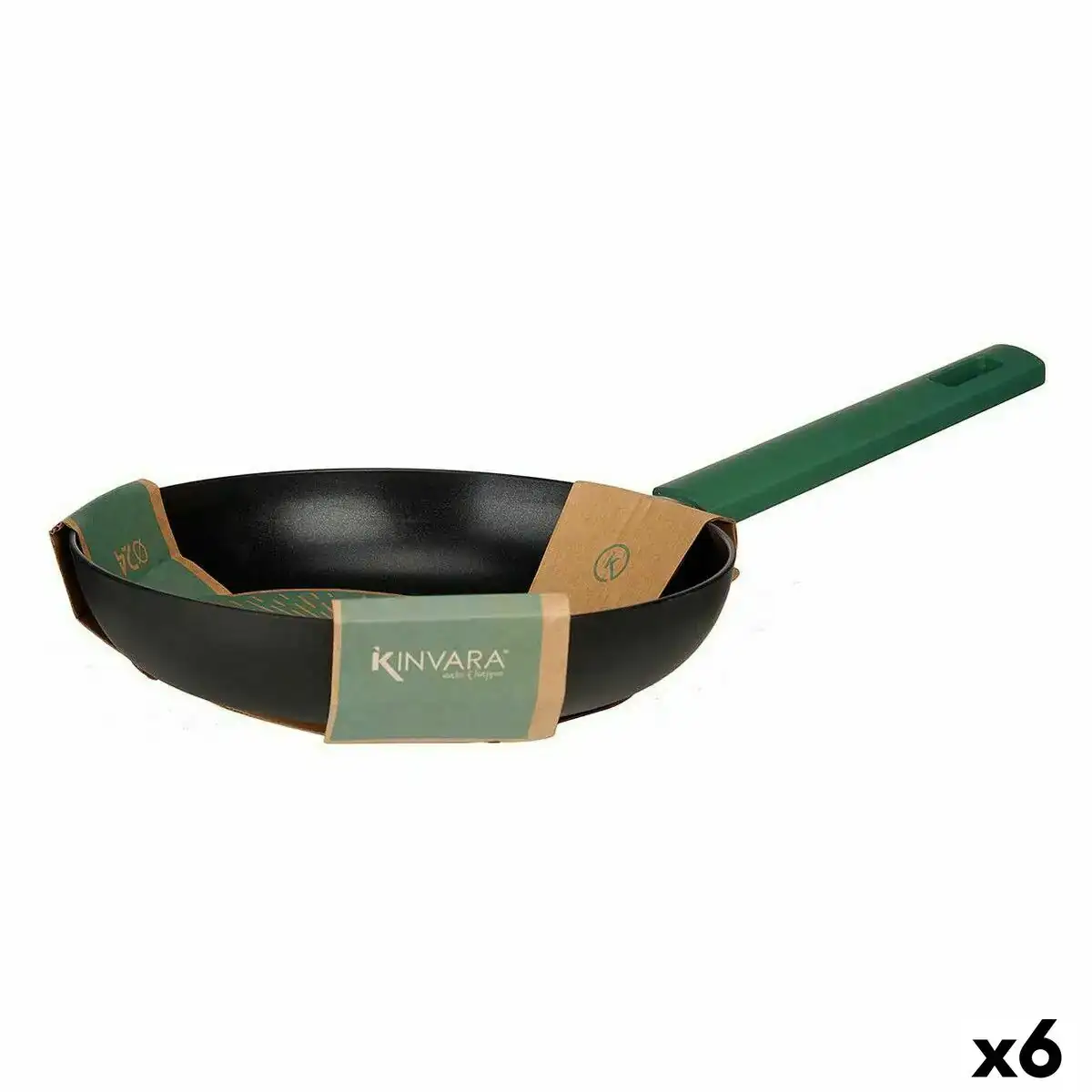 Poele o 24 cm noir vert 6 unites _4399. DIAYTAR SENEGAL - L'Art de Vivre avec Authenticité. Explorez notre gamme de produits artisanaux et découvrez des articles qui apportent une touche unique à votre vie.