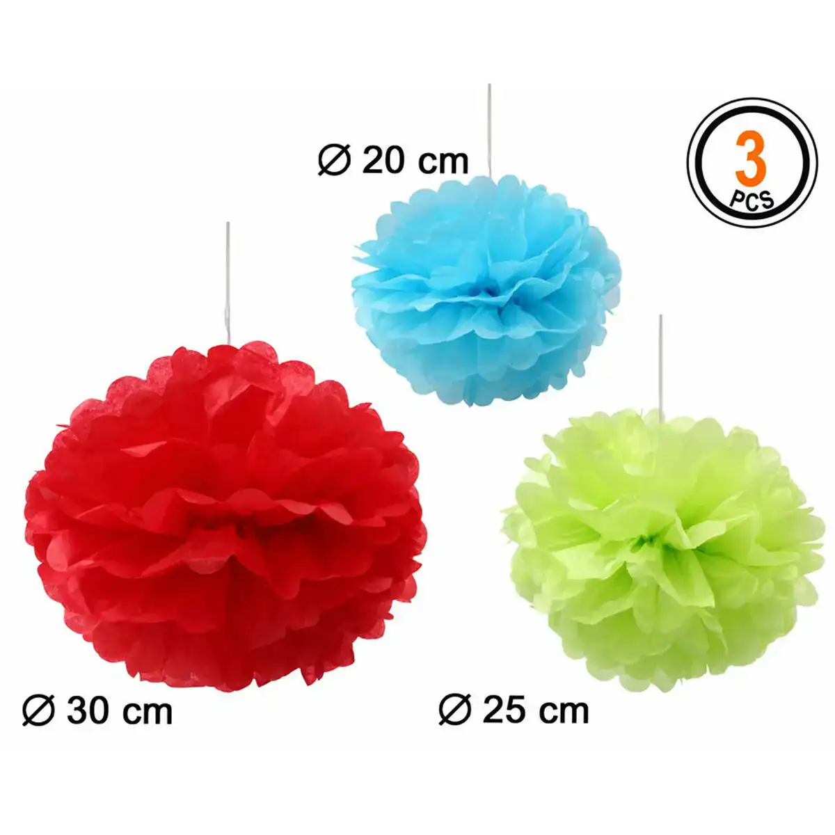 Pompons o 20 cm o 30 cm 3 unites multicouleur_4410. DIAYTAR SENEGAL - Où Choisir est une Découverte. Parcourez notre catalogue et trouvez des articles qui éveillent votre curiosité et enrichissent votre expérience shopping.