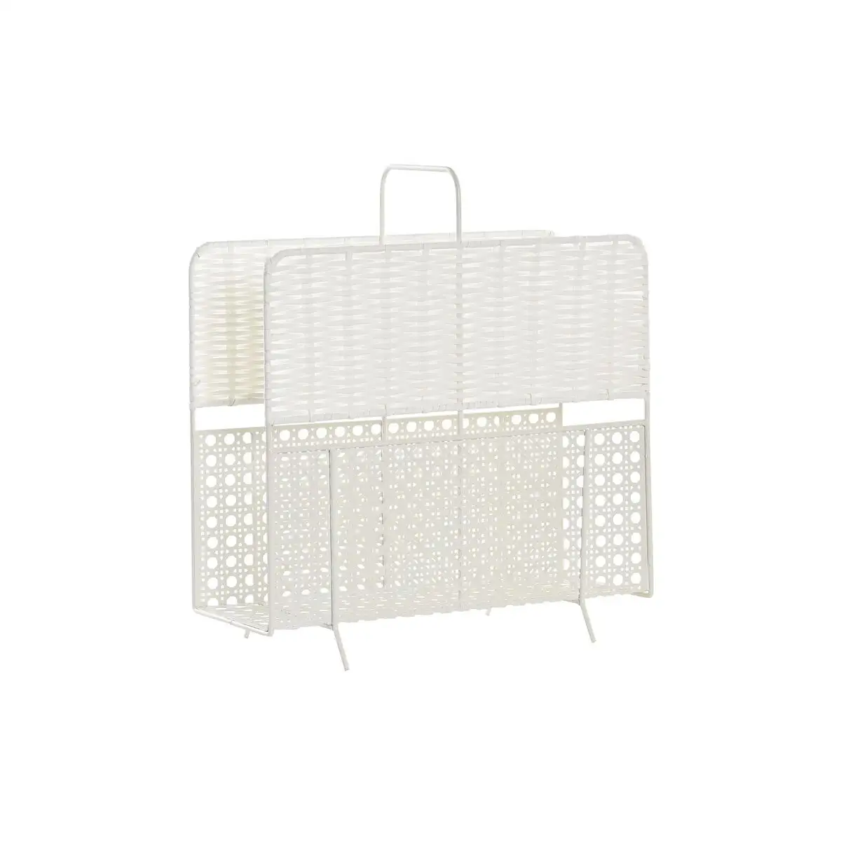 Porte revues dkd home decor naturel metal blanc osier 36 5 x 15 x 41 cm _1694. DIAYTAR SENEGAL - Où Choisir est un Acte d'Amour pour le Sénégal. Explorez notre boutique en ligne et choisissez des articles qui célèbrent la culture et l'artisanat du pays.