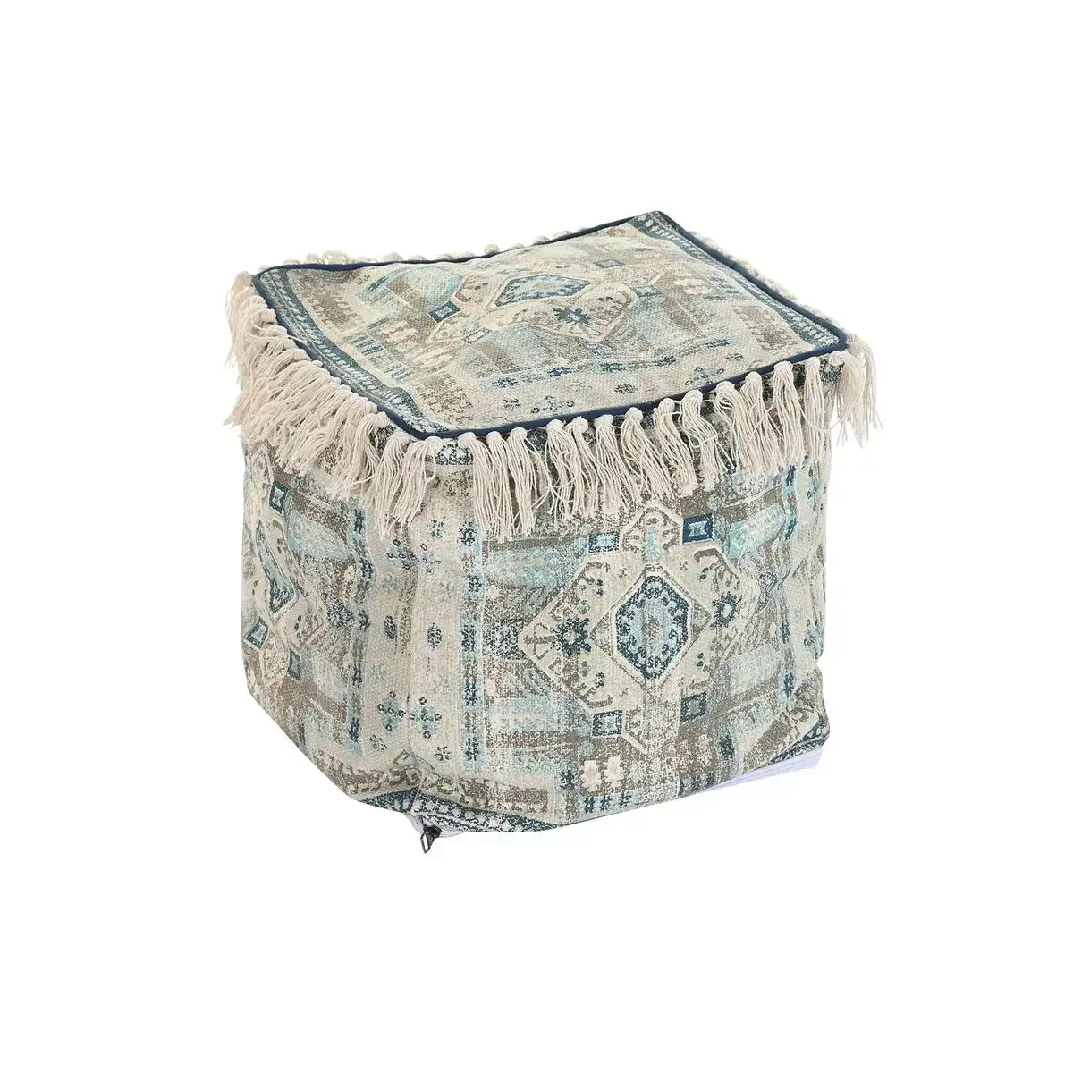 Pouf dkd home decor casablanca bleu frange 40 x 40 x 40 cm_5877. DIAYTAR SENEGAL - Où Choisir est un Plaisir Responsable. Explorez notre boutique en ligne et adoptez des produits qui reflètent notre engagement envers la durabilité.
