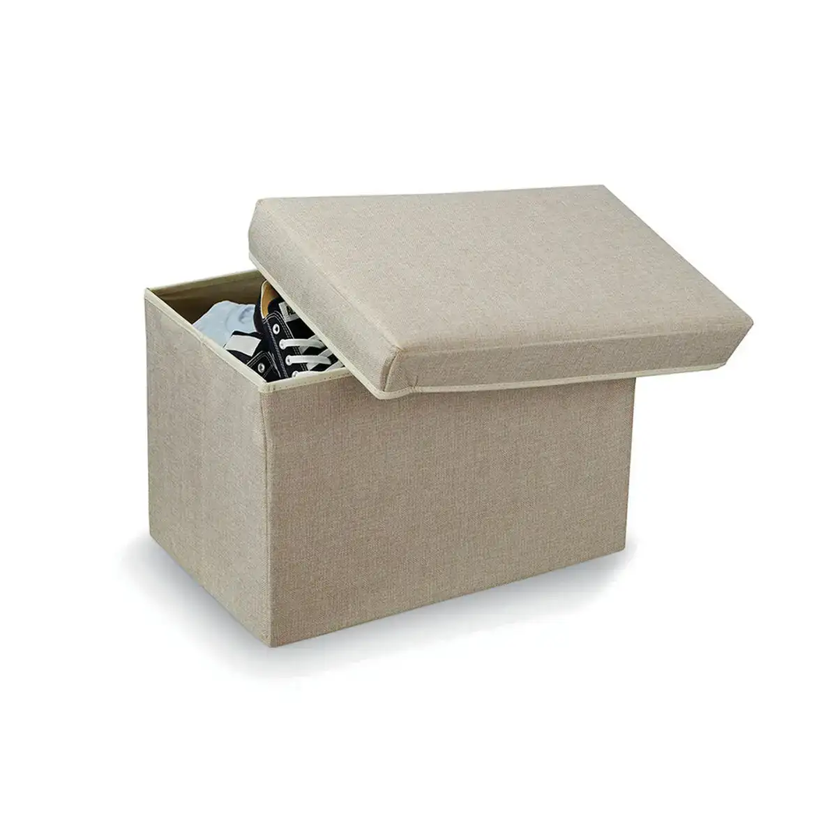 Pouf domopak living maison compartiment de rangement beige tissu 49 x 31 x 31 cm _1616. DIAYTAR SENEGAL - Où Chaque Produit est une Promesse de Qualité. Explorez notre boutique en ligne et choisissez des produits qui répondent à vos exigences élevées.