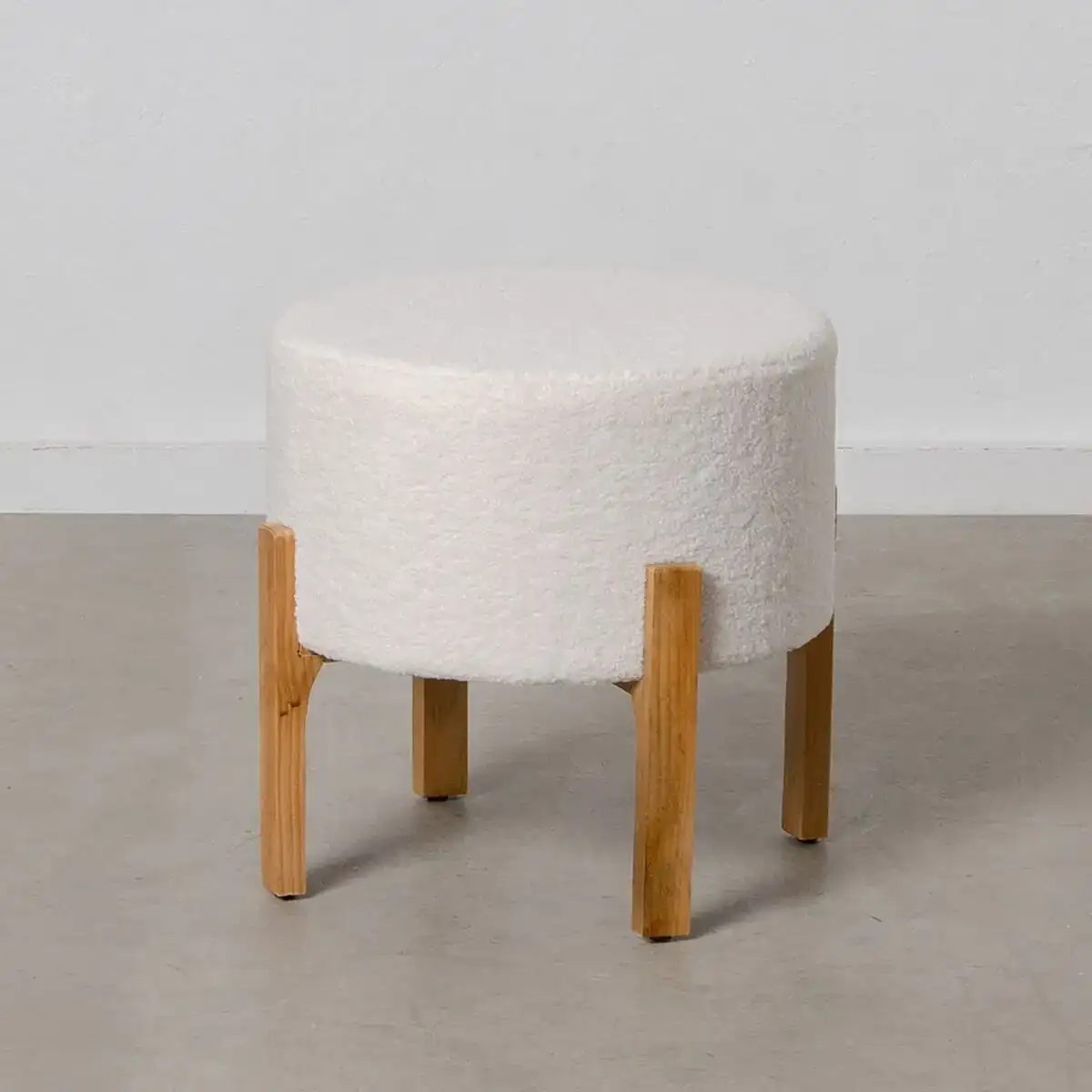 Pouf tissu synthetique beige bois 46 x 46 x 46 cm_1111. DIAYTAR SENEGAL - Où Choisir est un Acte de Création. Naviguez à travers notre plateforme et choisissez des produits qui complètent votre histoire personnelle.