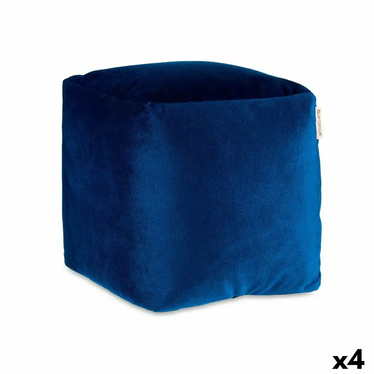 Pouf velours bleu 30 x 30 x 30 cm 4 unites _2047. DIAYTAR SENEGAL - Où le Shopping Devient une Aventure Culturelle. Plongez dans notre univers de produits qui célèbrent l'héritage et l'artisanat du Sénégal.