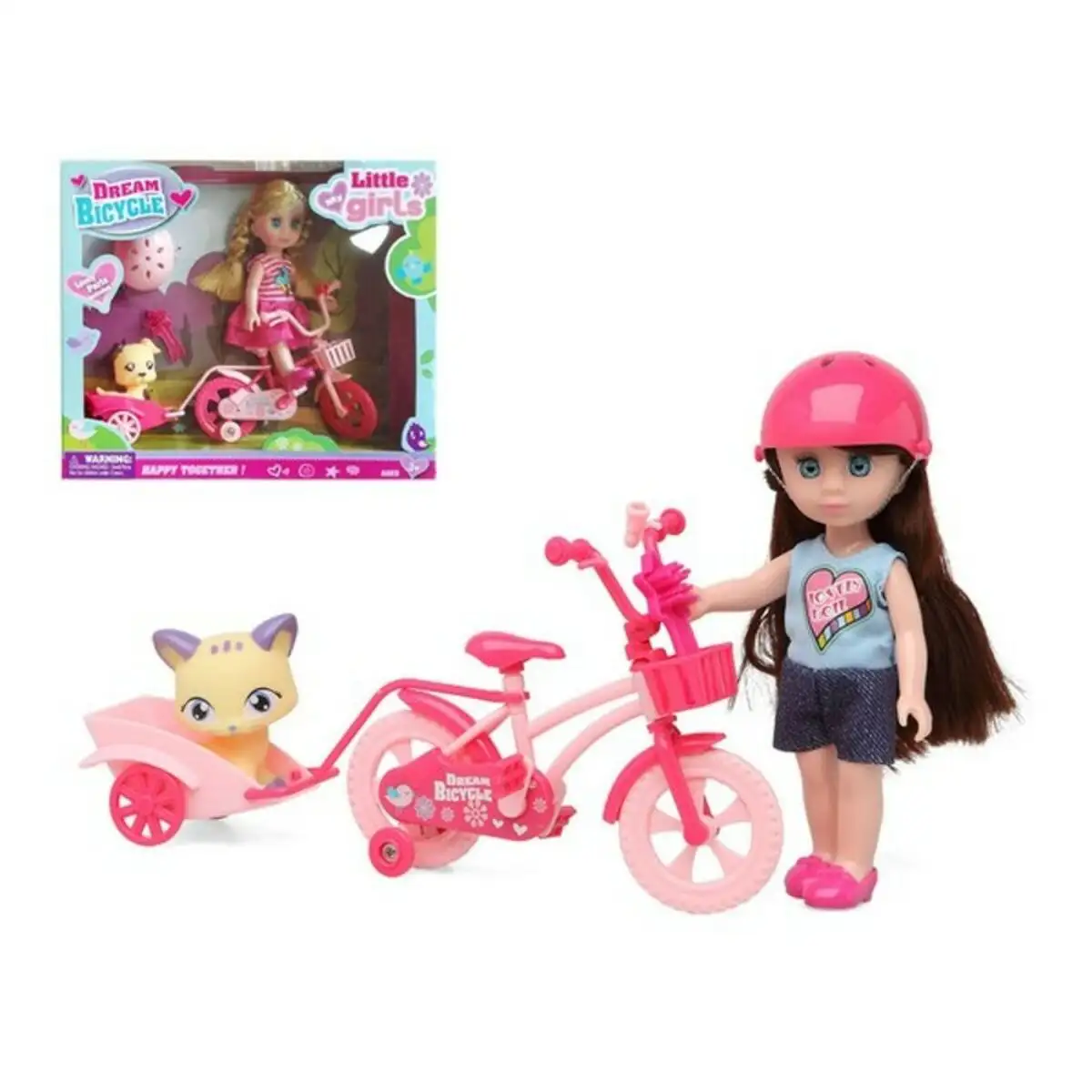 Poupee avec animal de compagnie dream bicycle rose_5848. DIAYTAR SENEGAL - Où Choisir est une Célébration de l'Artisanat Local. Découvrez notre boutique en ligne et choisissez des produits qui incarnent la passion des artisans sénégalais.