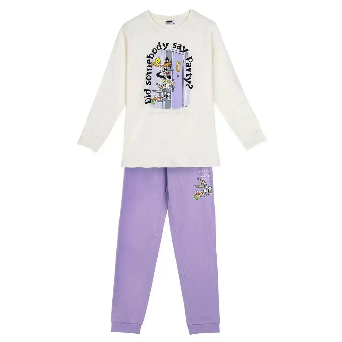 Pyjama warner bros lila beige_9932. DIAYTAR SENEGAL - Où Chaque Produit a son Histoire à Raconter. Parcourez notre catalogue et découvrez des articles qui portent en eux la passion et l'histoire du Sénégal.
