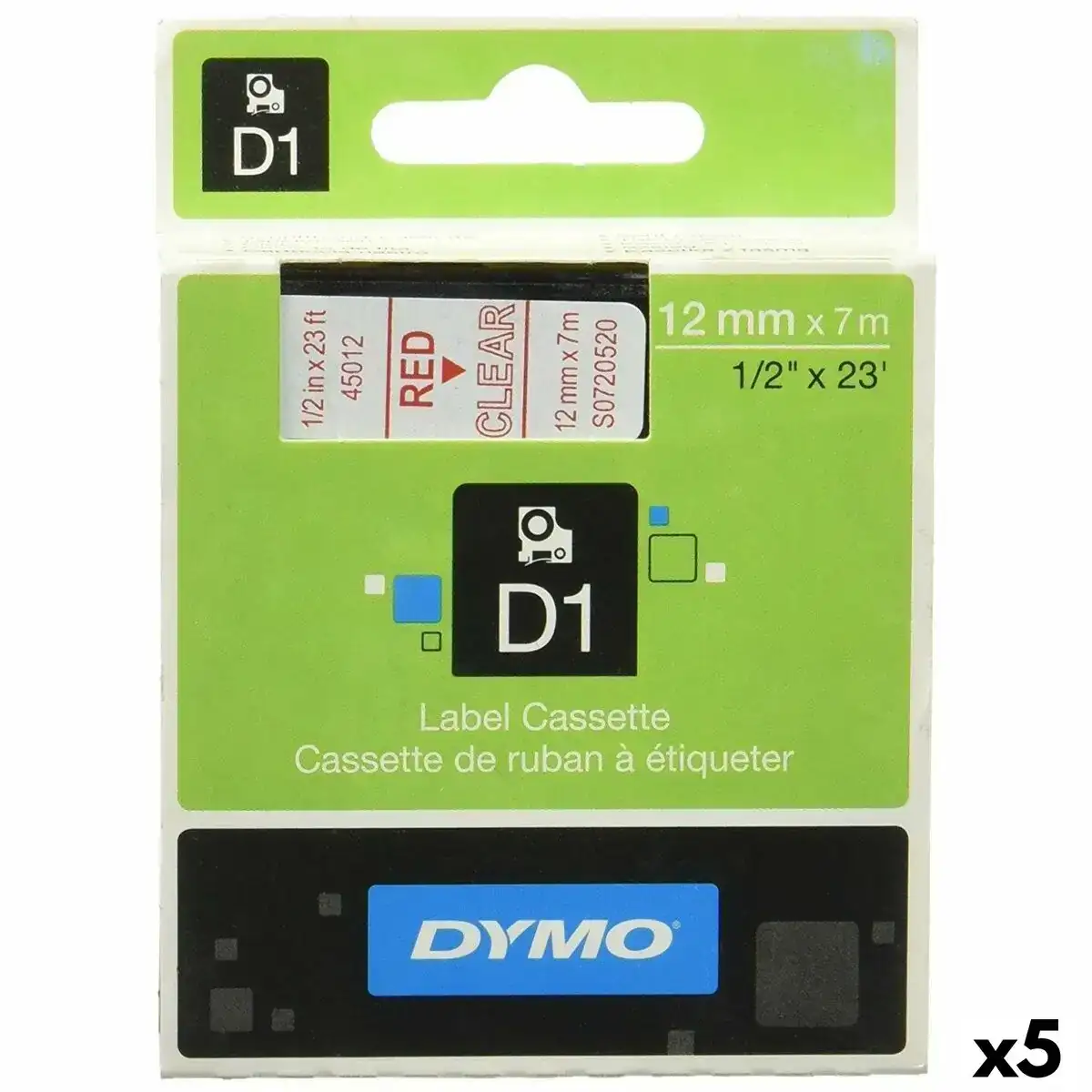 Ruban lamine pour etiqueteuses dymo d1 45012 labelmanager tm rouge transparent 12 mm noir 5 unites _6749. DIAYTAR SENEGAL - L'Art de Vivre l'Excellence au Quotidien. Explorez notre gamme et choisissez des produits qui ajoutent une note de prestige à votre vie.