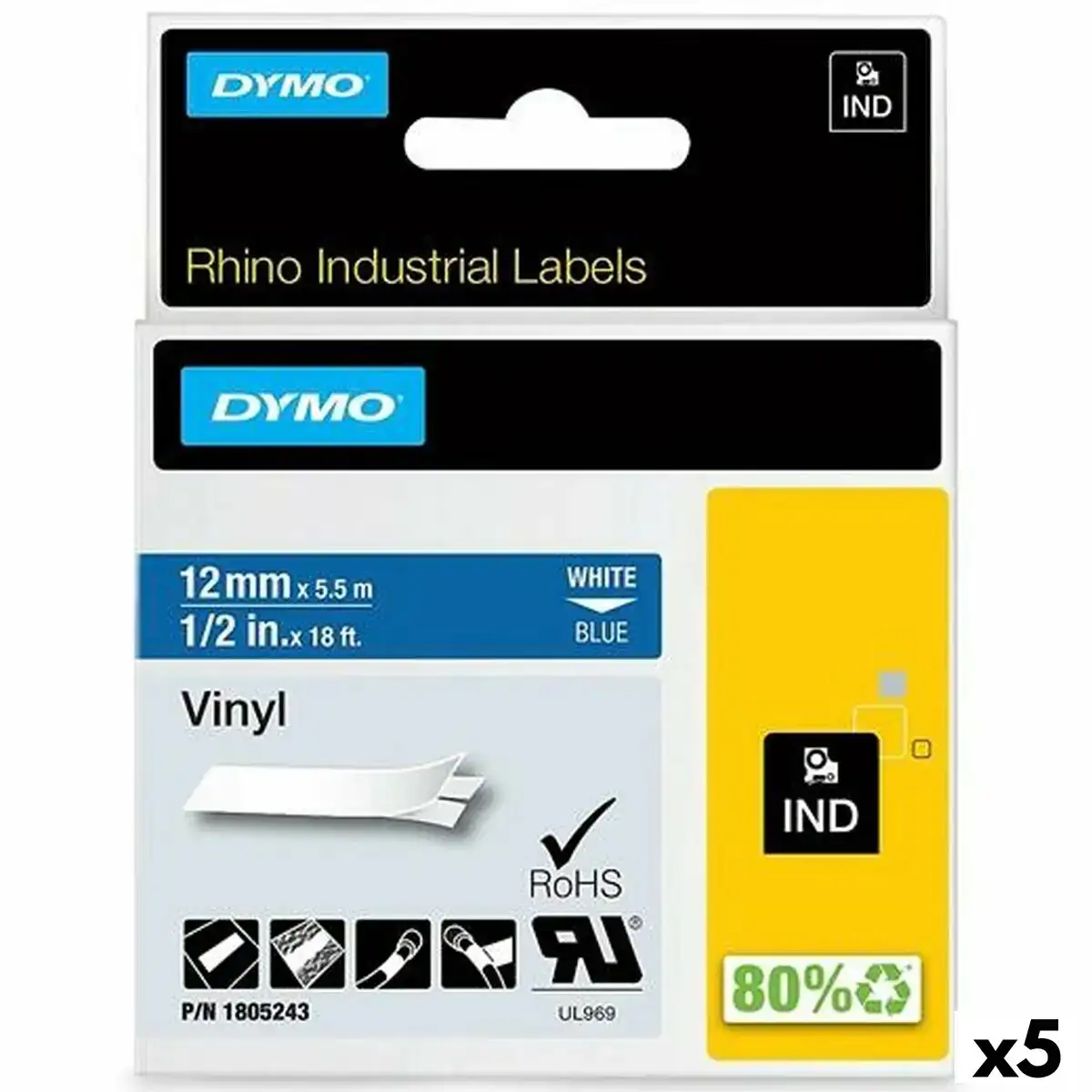 Ruban lamine pour etiqueteuses rhino dymo id1 12 bleu blanc 12 x 5 5 mm autocollants 5 unites _5988. DIAYTAR SENEGAL - Là où Chaque Achat a du Sens. Explorez notre gamme et choisissez des produits qui racontent une histoire, du traditionnel au contemporain.
