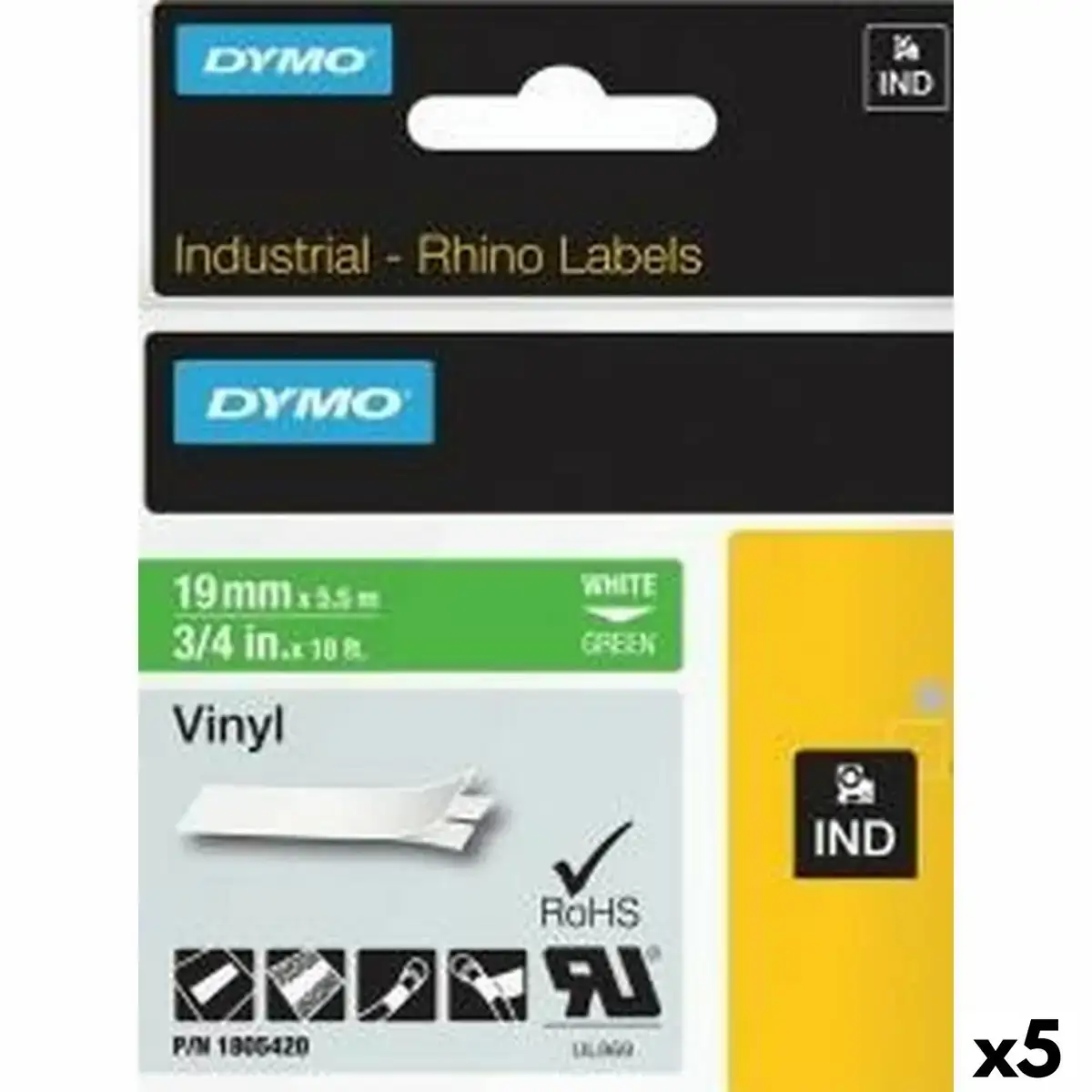 Ruban lamine pour etiqueteuses rhino dymo id1 19 19 x 5 5 mm blanc vert autocollants 5 unites _4270. DIAYTAR SENEGAL - Où Chaque Achat Raconte une Histoire. Explorez notre boutique en ligne et créez votre propre narration à travers notre diversité de produits, chacun portant une signification unique.
