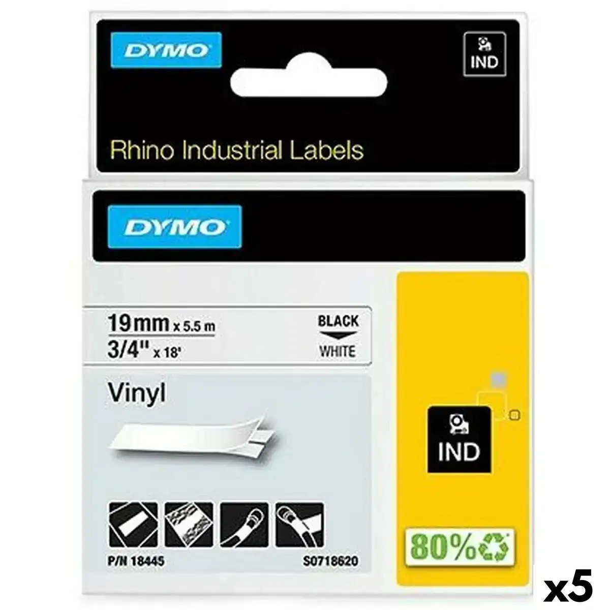 Ruban lamine pour etiqueteuses rhino dymo id1 19 19 x 5 5 mm noir blanc autocollants 5 unites _8871. Bienvenue chez DIAYTAR SENEGAL - Où Choisir est un Voyage. Plongez dans notre plateforme en ligne pour trouver des produits qui ajoutent de la couleur et de la texture à votre quotidien.