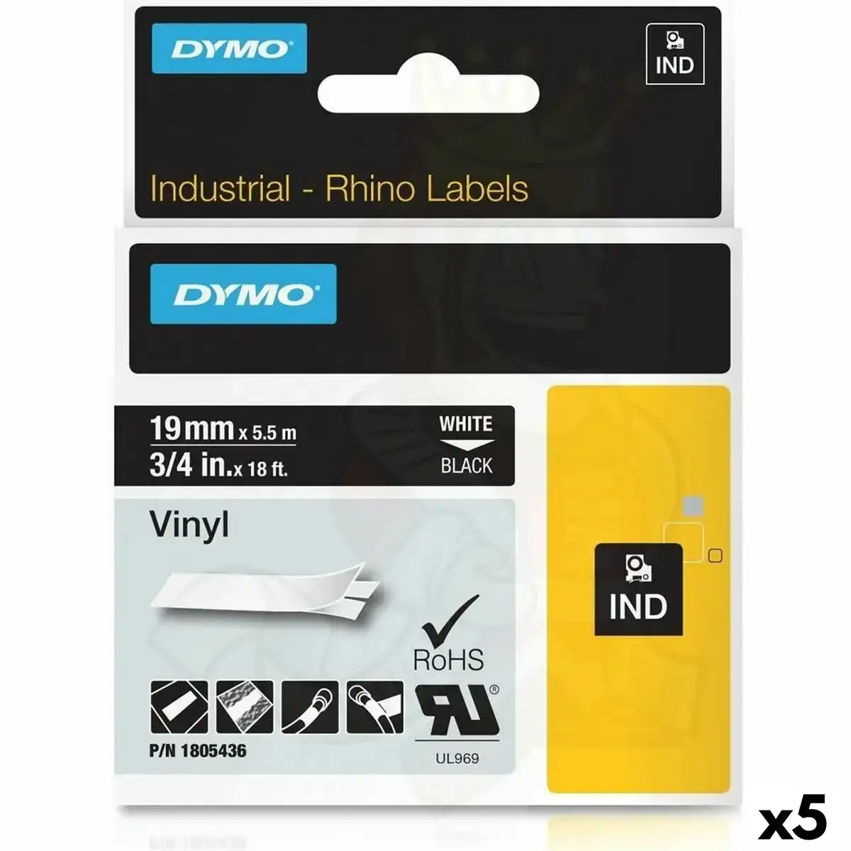Ruban lamine pour etiqueteuses rhino dymo id1 19 19 x 5 5 mm noir polyester blanc autocollants 5 unites _3378. Bienvenue sur DIAYTAR SENEGAL - Là où le Shopping Devient une Aventure. Explorez notre catalogue et dénichez des trésors qui élargiront votre horizon shopping.