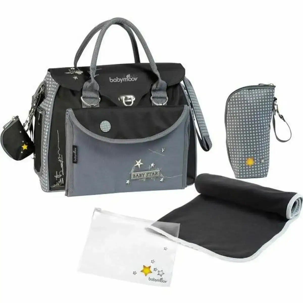 Sac a langer babymoov a043511 gris multicouleur_4877. DIAYTAR SENEGAL - Votre Escale Shopping incontournable. Explorez notre boutique en ligne et dénichez des trésors qui reflètent la richesse culturelle et la modernité du Sénégal.