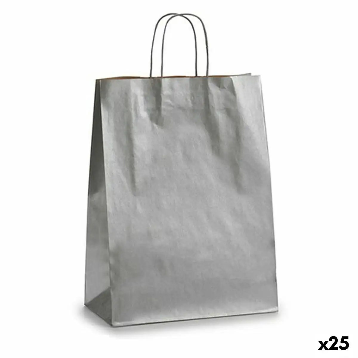 Sac en papier argente 32 x 12 x 50 cm 25 unites _1485. DIAYTAR SENEGAL - Votre Destination Shopping de Choix. Explorez notre boutique en ligne et découvrez des trésors qui reflètent votre style et votre passion pour l'authenticité.