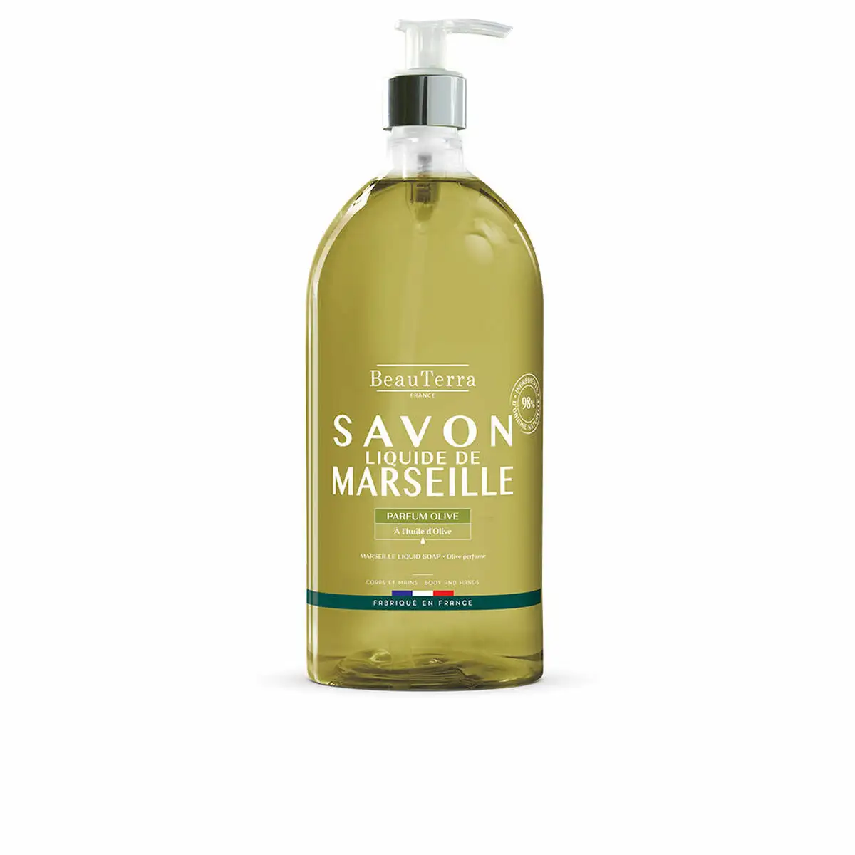 Savon liquide beauterra savon de marseille olive 1 l_9944. Bienvenue chez DIAYTAR SENEGAL - Où Chaque Objet a sa Propre Histoire. Découvrez notre sélection soigneusement choisie et choisissez des produits qui racontent le patrimoine sénégalais.