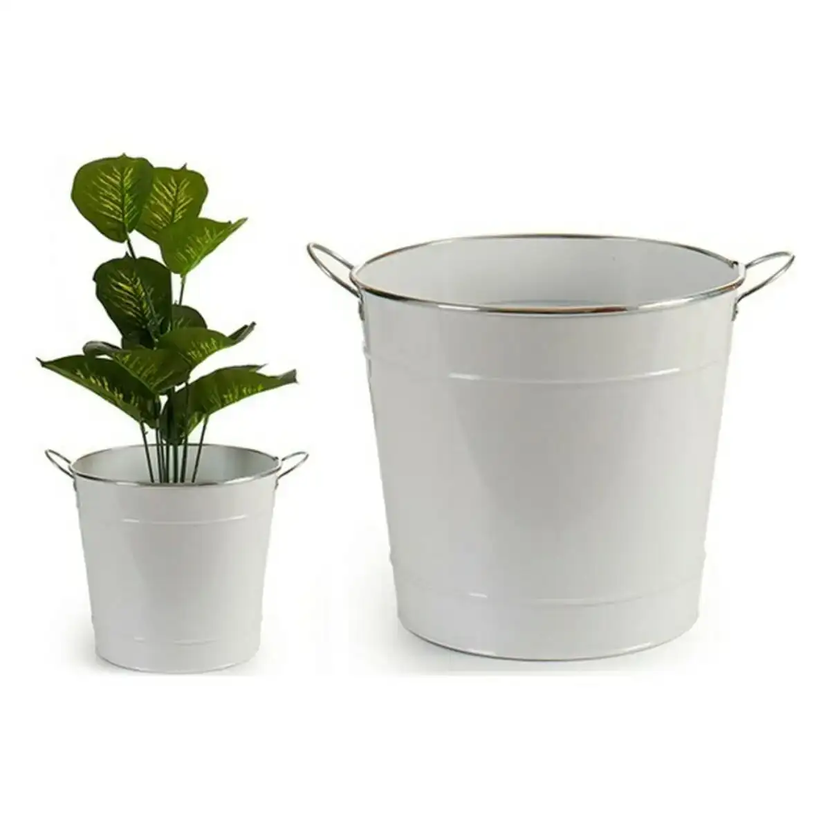 Seau blanc metal argent 29 x 27 x 37 cm _5563. DIAYTAR SENEGAL - Votre Paradis Shopping au Cœur du Sénégal. Explorez notre boutique en ligne et découvrez des produits conçus pour enchanter chaque aspect de votre vie.