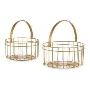 Set de basket 2 pieces dore metal_7130. Entrez dans l'Univers de DIAYTAR SENEGAL - Où Chaque Produit a son Histoire. Explorez notre catalogue et découvrez des trésors qui racontent la riche culture du Sénégal.