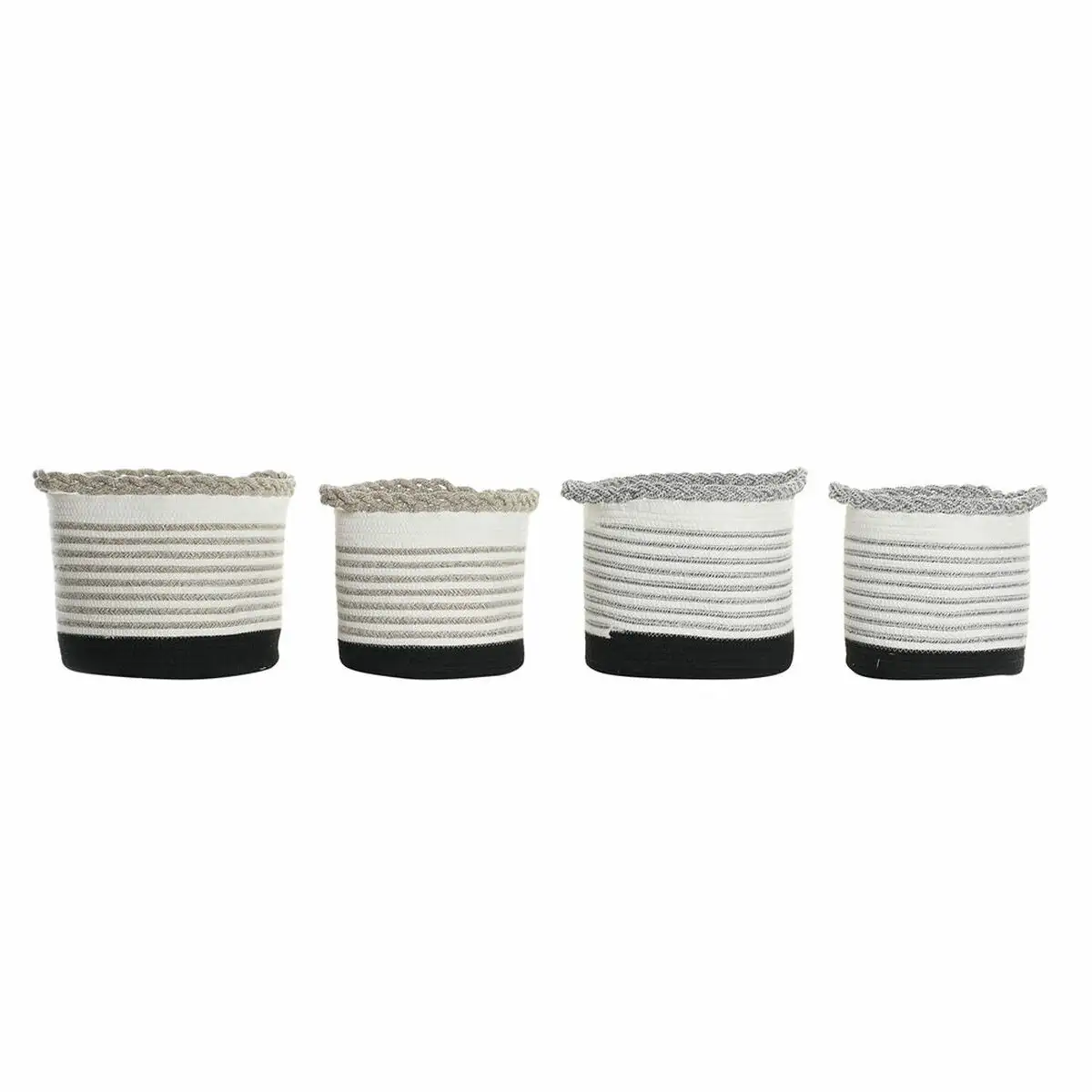 Set de basket dkd home decor rayures noir gris marron 30 x 30 x 30 cm blanc boho 2 unites 4 pcs _5459. Entrez dans l'Univers de DIAYTAR SENEGAL - Où Chaque Produit a une Signification. Explorez notre gamme diversifiée et découvrez des articles qui résonnent avec votre vie.