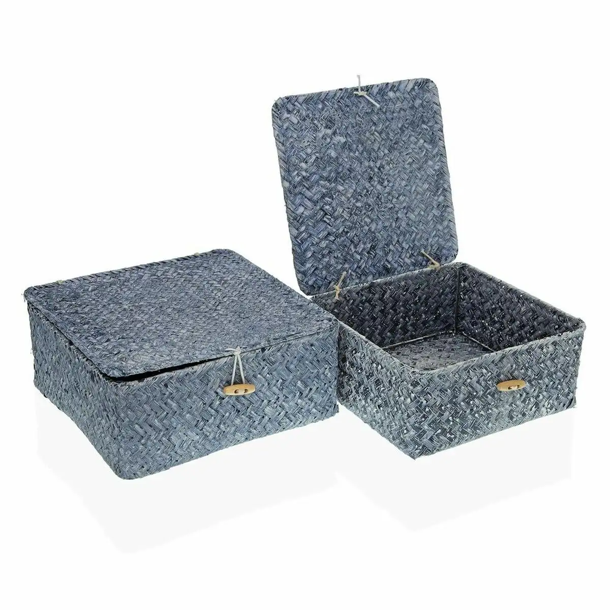 Set de basket versa bleu avec couvercle algues marines 2 pcs _9911. DIAYTAR SENEGAL - Où Choisir est un Voyage Cultuel. Explorez notre boutique en ligne et découvrez des produits qui célèbrent la richesse et la diversité culturelle du Sénégal.