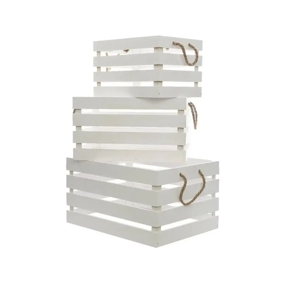 Set de boites decoratives decoris blanc avec des poignees bois 3 pieces _4448. DIAYTAR SENEGAL - L'Art de Vivre en Couleurs. Découvrez notre boutique en ligne et trouvez des produits qui ajoutent une palette vibrante à votre quotidien.