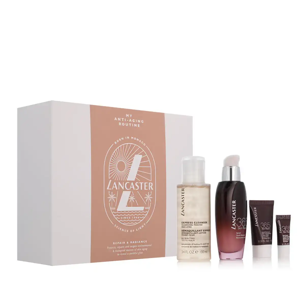 Set de cosmetiques femme lancaster 365 skin repair my anti aging routine_3705. DIAYTAR SENEGAL - Votre Source d'Inspiration Shopping. Parcourez nos rayons et trouvez des articles qui vous inspirent, que ce soit pour votre style, votre maison ou votre vie quotidienne.