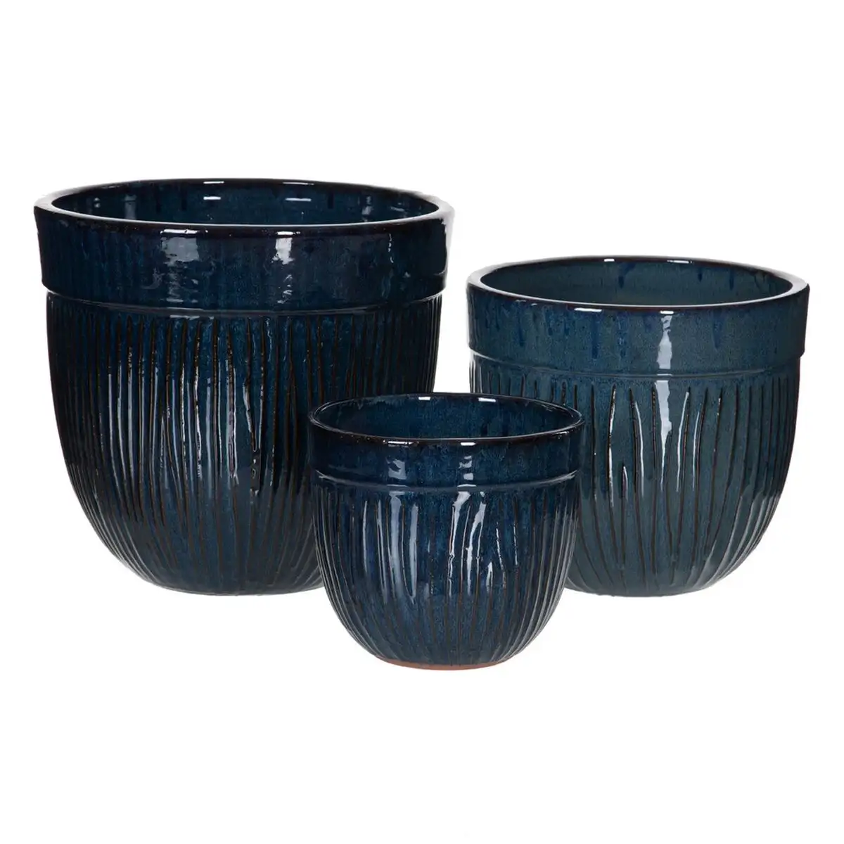Set de pots de fleurs 38 x 38 x 35 cm ceramique bleu 3 pieces _6112. DIAYTAR SENEGAL - Là où la Tradition Devient Tendance. Naviguez à travers notre boutique en ligne et choisissez des produits qui allient l'authenticité au contemporain.