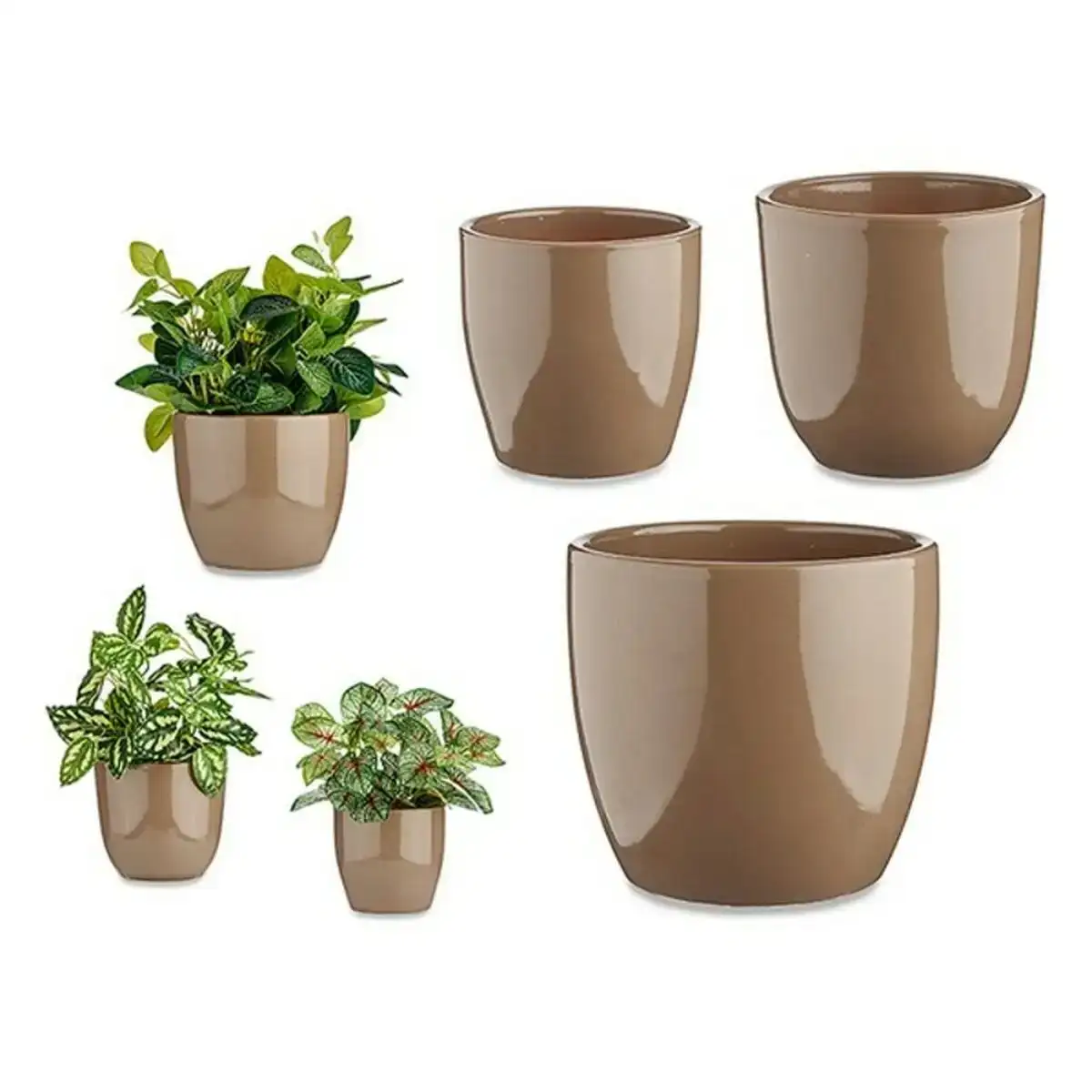 Set de pots marron argile 3 pieces 22 5 x 18 5 x 22 5 cm _1986. DIAYTAR SENEGAL - Là où la Qualité se Marque d'une Touche Sénégalaise. Naviguez à travers notre boutique en ligne et choisissez des produits qui allient excellence et tradition.