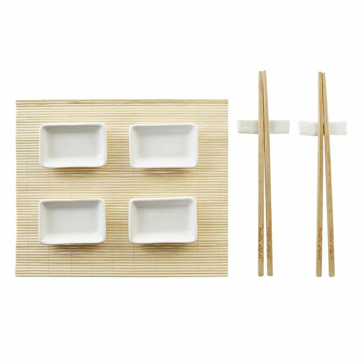 Set de sushi dkd home decor metal bambou blanc naturel oriental 30 x 40 cm 28 x 22 x 2 5 cm 9 pieces _4434. DIAYTAR SENEGAL - L'Art de Vivre le Shopping en Ligne. Découvrez notre plateforme intuitive et trouvez des produits qui vous inspirent et vous enchantent, à chaque clic.