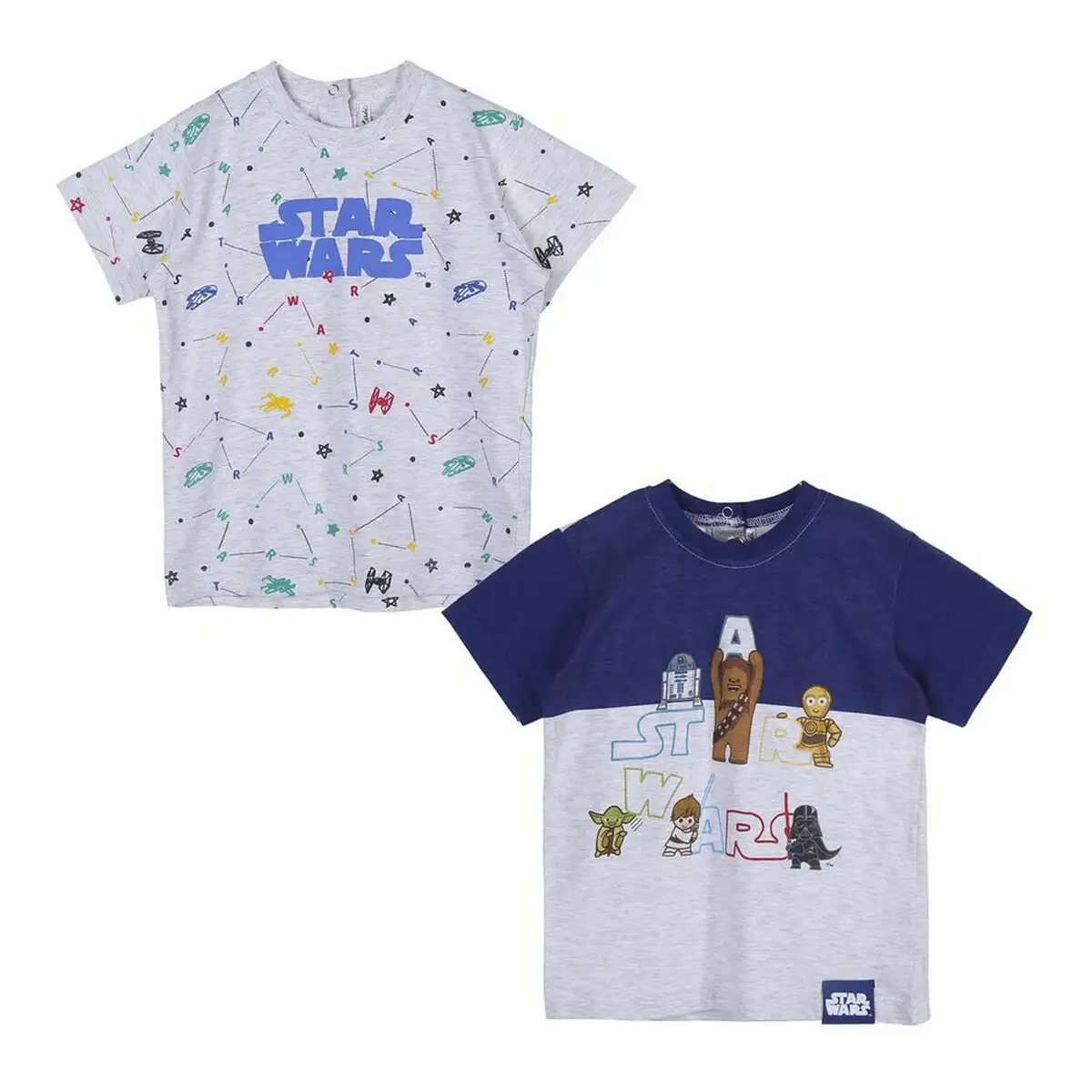 Shirt a manches courtes enfant star wars 2 unites gris_2532. DIAYTAR SENEGAL - Où Chaque Produit a son Histoire à Raconter. Parcourez notre catalogue et découvrez des articles qui portent en eux la passion et l'histoire du Sénégal.