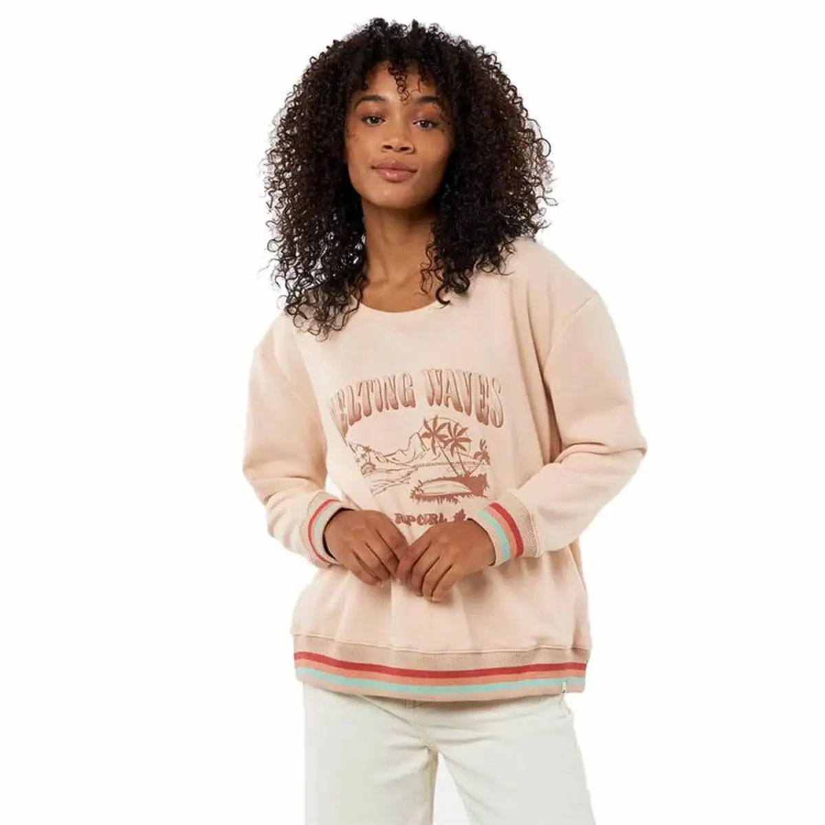 Sweat sans capuche femme crew striped rip curl beige_9878. DIAYTAR SENEGAL - Votre Pass vers la Découverte. Explorez notre boutique en ligne et plongez dans un voyage à travers des produits authentiques et contemporains, tous réunis sous un même toit.