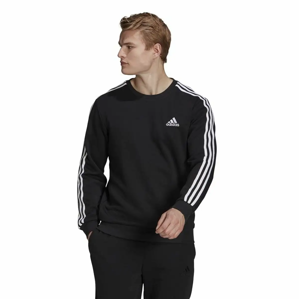 Sweat sans capuche homme adidas essentials 3 stripes french terry noir_9529. DIAYTAR SENEGAL - Où Choisir est un Plaisir Responsable. Explorez notre boutique en ligne et adoptez des produits qui reflètent notre engagement envers la durabilité.