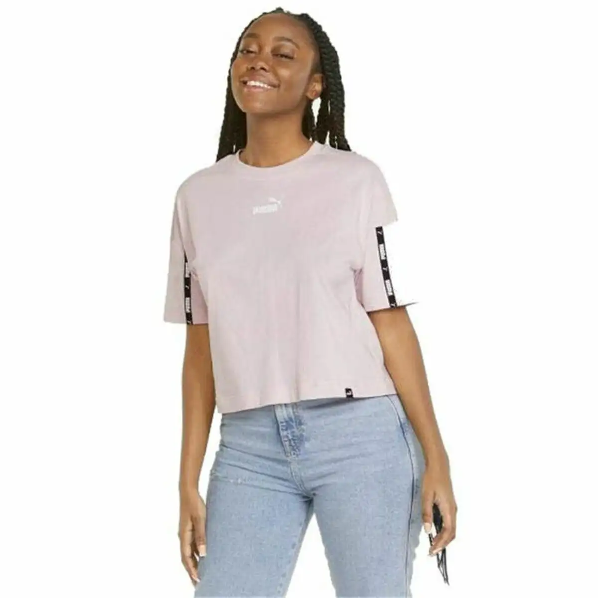 T shirt a manches courtes femme puma power tape cropped rose_5458. DIAYTAR SENEGAL - Là où l'Élégance Devient un Mode de Vie. Naviguez à travers notre gamme et choisissez des produits qui apportent une touche raffinée à votre quotidien.