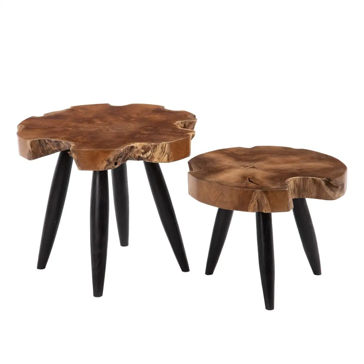 Table d appoint naturel noir bois de teck 60 x 60 x 50 cm_2109. DIAYTAR SENEGAL - Où Choisir est un Plaisir. Explorez notre boutique en ligne et choisissez parmi des produits de qualité qui satisferont vos besoins et vos goûts.