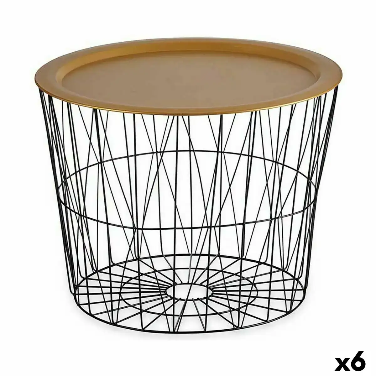 Table d'appoint Noir Doré Métal 42 x 35 x 42 cm (6 Unités)