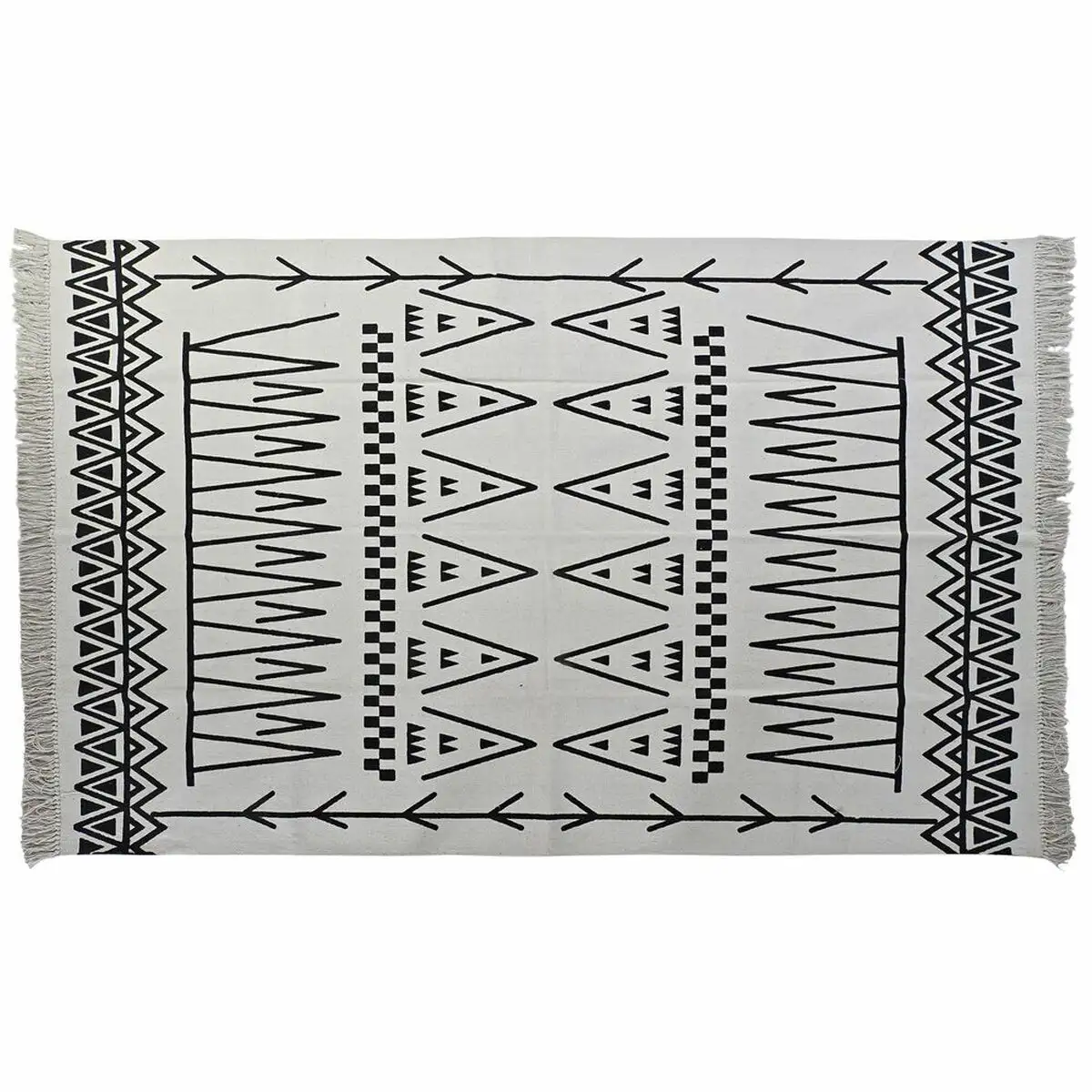 Tapis dkd home decor 160 x 250 x 0 7 cm noir polyester coton blanc ikat boho_5461. DIAYTAR SENEGAL - Là où Choisir est un Acte d'Amour pour le Sénégal. Explorez notre gamme et choisissez des produits qui célèbrent la culture et l'artisanat du pays.