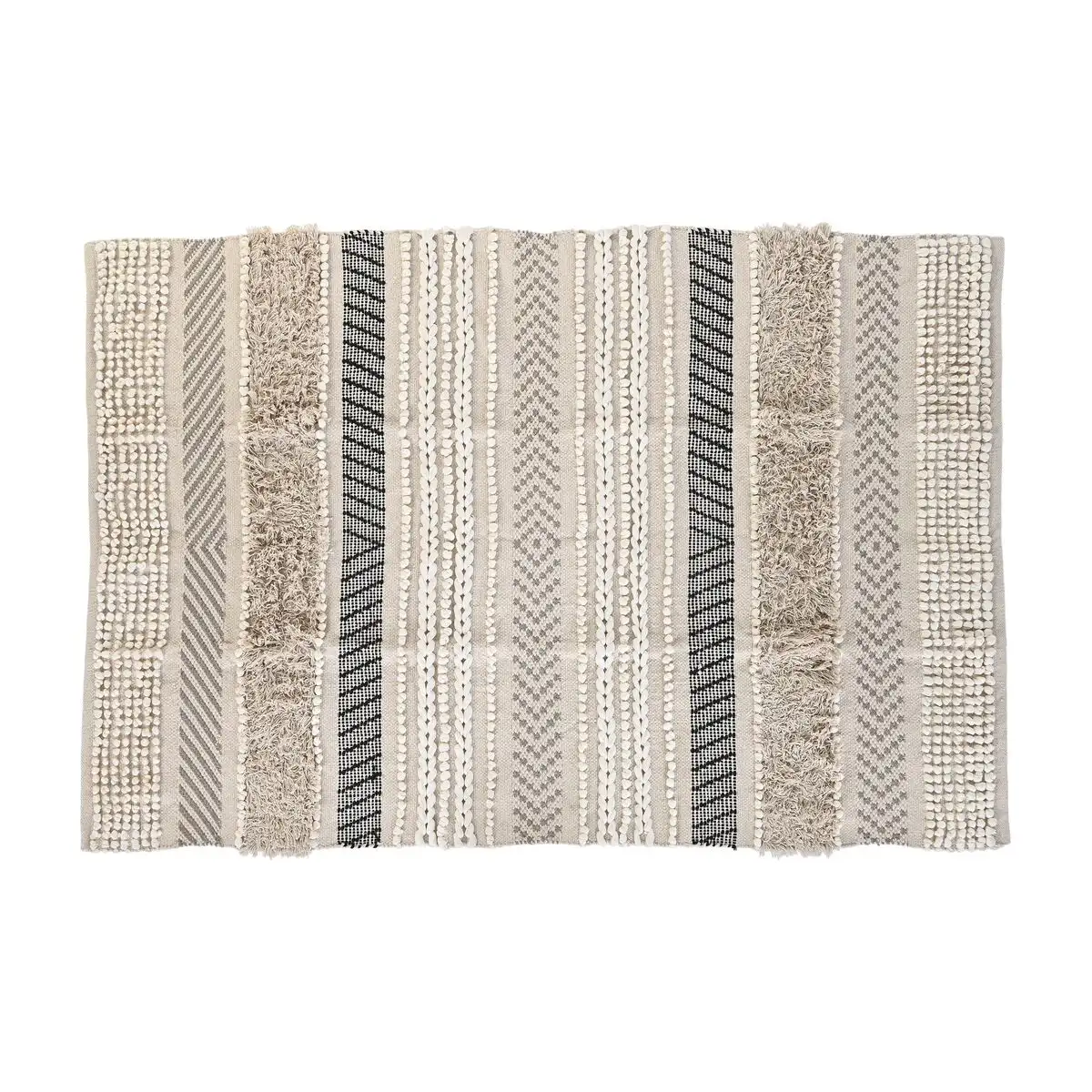 Tapis dkd home decor 180 x 120 x 1 cm noir beige coton boho_7369. DIAYTAR SENEGAL - L'Art de Vivre avec Authenticité. Explorez notre gamme de produits artisanaux et découvrez des articles qui apportent une touche unique à votre vie.