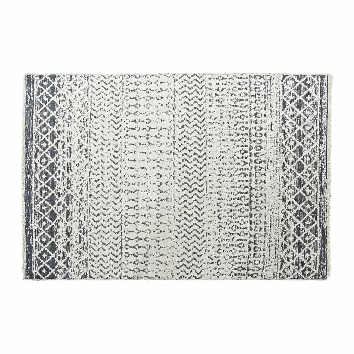 Tapis dkd home decor blanc gris polyester coton 160 x 230 x 1 cm _6225. DIAYTAR SENEGAL - Votre Passage vers l'Élégance Abordable. Explorez notre collection où chaque produit est choisi pour sa qualité et son accessibilité, incarnant ainsi l'essence du Sénégal.