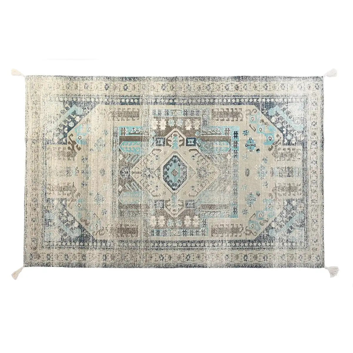 Tapis dkd home decor finition vieillie bleu coton arabe 120 x 180 x 1 cm _1167. DIAYTAR SENEGAL - Où Choisir est une Célébration de l'Artisanat Local. Découvrez notre boutique en ligne et choisissez des produits qui incarnent la passion des artisans sénégalais.