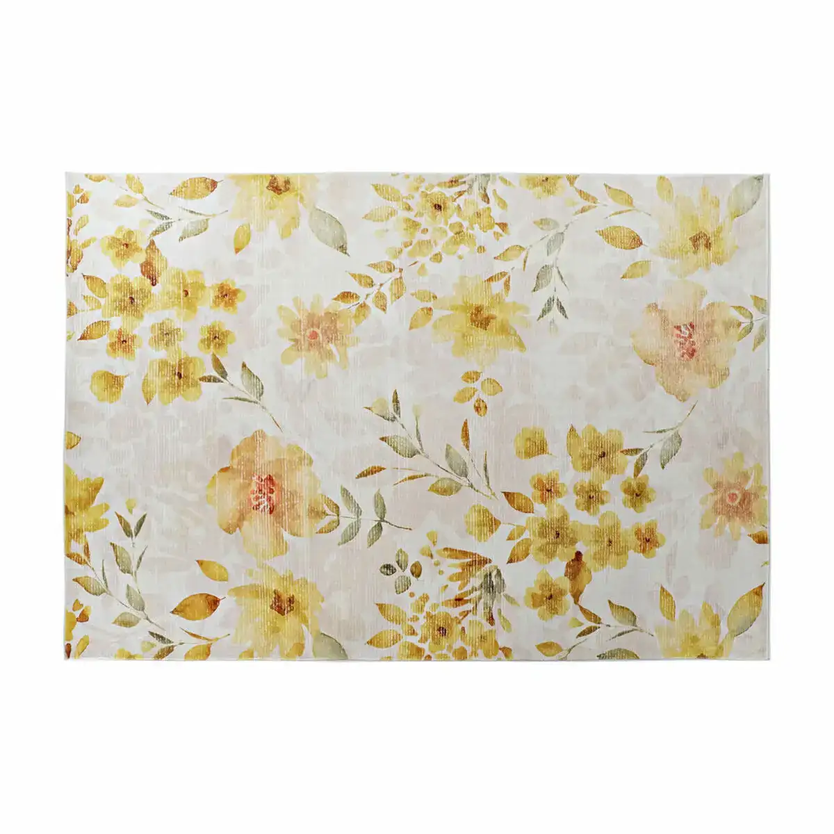 Tapis dkd home decor jaune blanc polyester coton fleurs 160 x 230 x 0 5 cm _4612. DIAYTAR SENEGAL - Où Choisir est un Acte d'Amour pour le Sénégal. Explorez notre boutique en ligne et choisissez des articles qui célèbrent la culture et l'artisanat du pays.