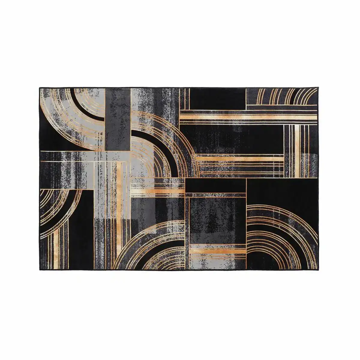 Tapis dkd home decor noir dore moderne geometrique 120 x 180 x 0 4 cm _1889. DIAYTAR SENEGAL - Là où Choisir est un Acte d'Amour pour le Sénégal. Explorez notre gamme et choisissez des produits qui célèbrent la culture et l'artisanat du pays.