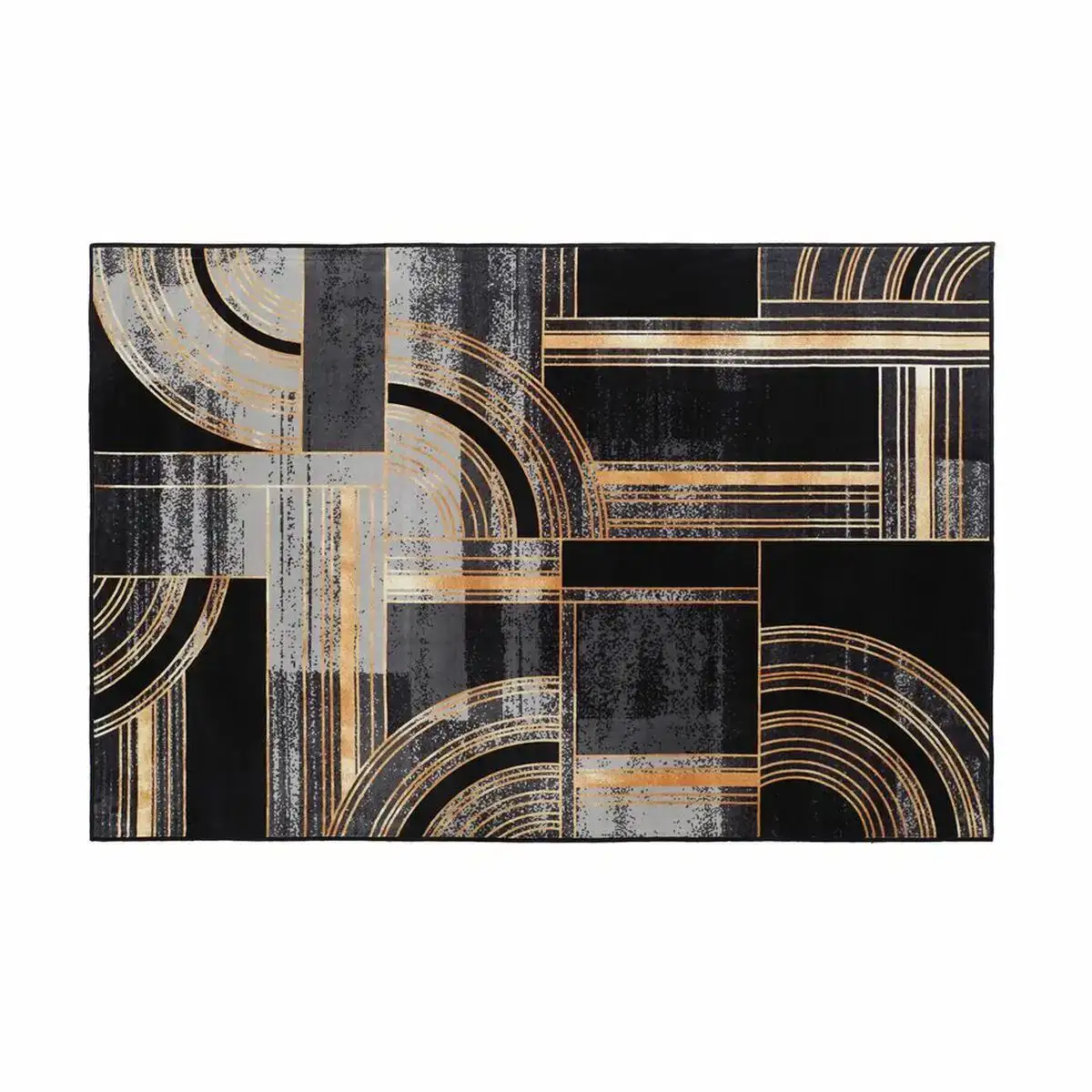Tapis dkd home decor noir dore moderne geometrique 160 x 230 x 0 4 cm _3518. DIAYTAR SENEGAL - Là où l'Élégance Devient un Mode de Vie. Naviguez à travers notre gamme et choisissez des produits qui apportent une touche raffinée à votre quotidien.